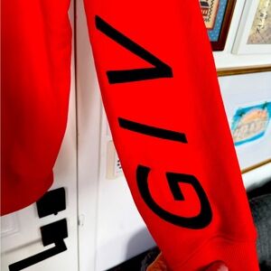 Red/black embroidered-logo long-sleeve jumper from GIVENCHY